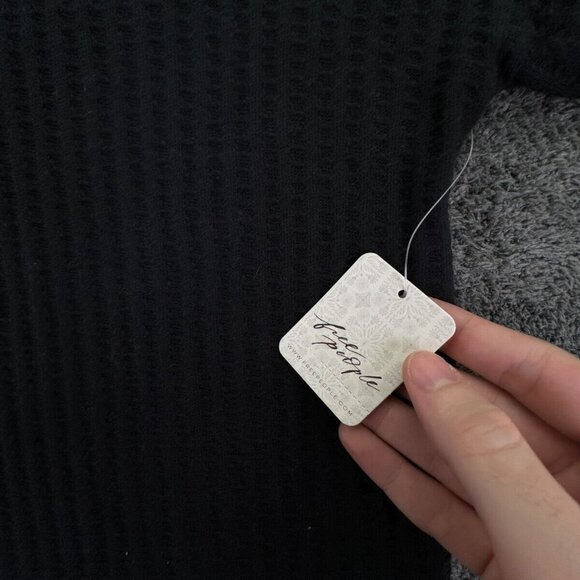 NWT Free People Black Sweater Wrap Medium Oversized Cotton Textured Cowl Neck - Picture 9 of 16
